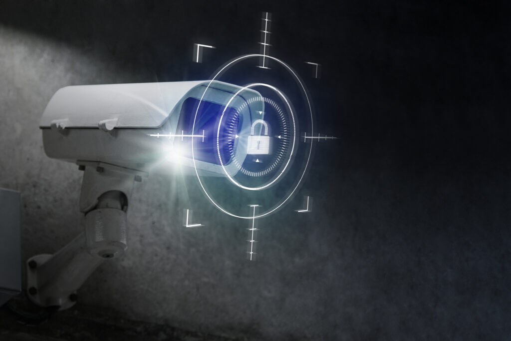 cctv security technology with lock icon digital remix